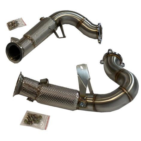 Porsche Macan 3.0/3.6T Decat Exhaust Downpipes With Thermal Heat Shield - Top Gear Exhausts