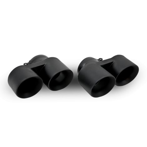 Porsche 911 997.1 Turbo Round Matte Black Exhaust Tailpipes - Top Gear