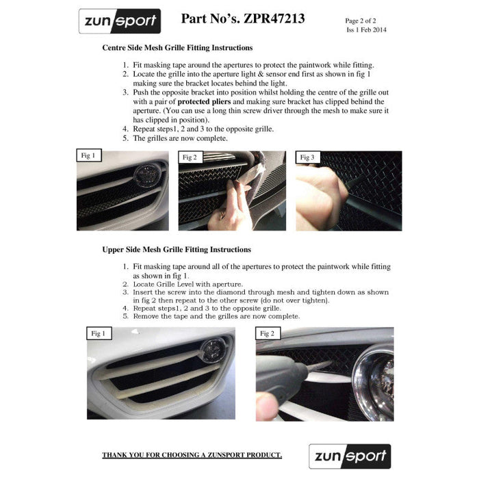 Porsche Cayman S 981 (Pdk Without Sensors) - Complete Grille Set - Zunsport