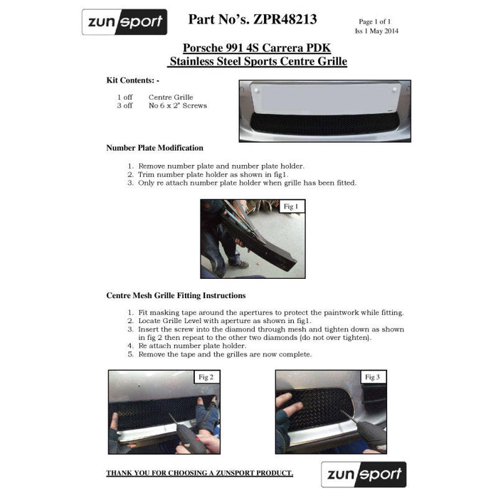Porsche 991 Carrera C2 - Full Grille Set (With Parking Sensors) - Zunsport