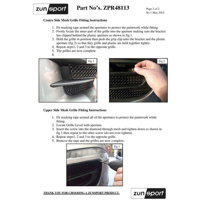 Porsche Carrera 991 C4S - Front Grille Set - Zunsport
