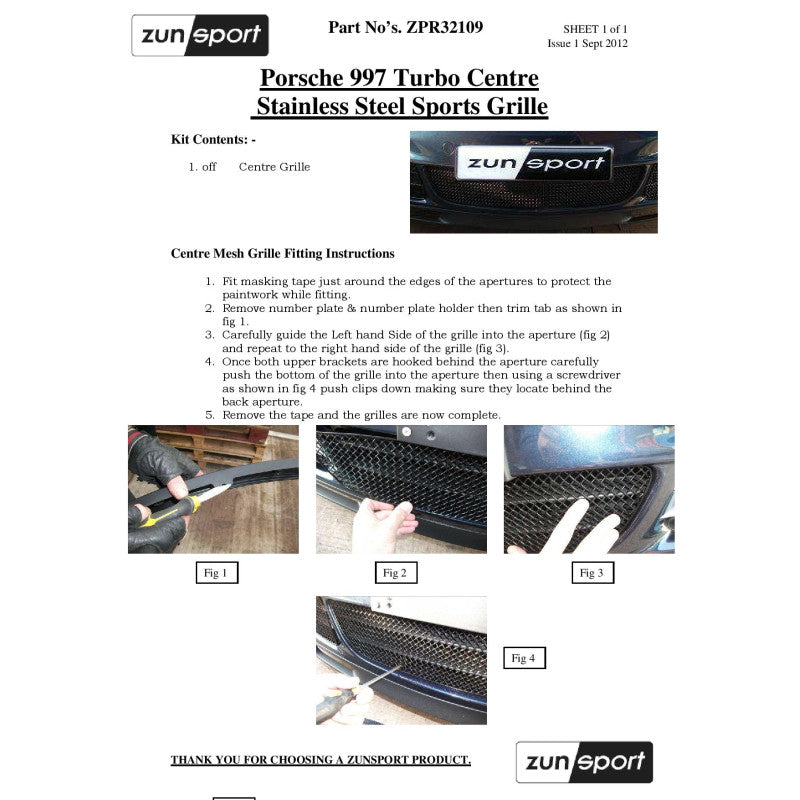 Porsche Carrera 997.2 Gts - Outer Grille Set - Zunsport - Tuning Specialist - View #5