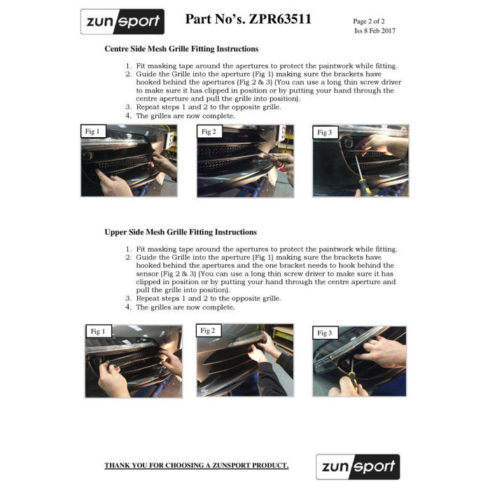 Porsche 991 Carrera C2S - Full Grille Set (With Parking Sensors) - Zunsport