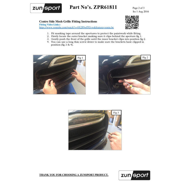 Porsche 991 Turbo Gen1-Full Grille Set (Without Parking Sensors)(Acc) - Zunsport