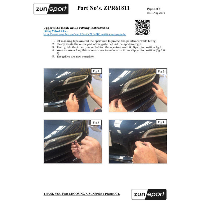 Porsche 991 Turbo Gen1-Full Grille Set (Without Parking Sensors)(Acc) - Zunsport