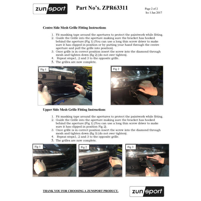 Porsche 991 Carrera C2 - Full Grille Set (With Parking Sensors) - Zunsport