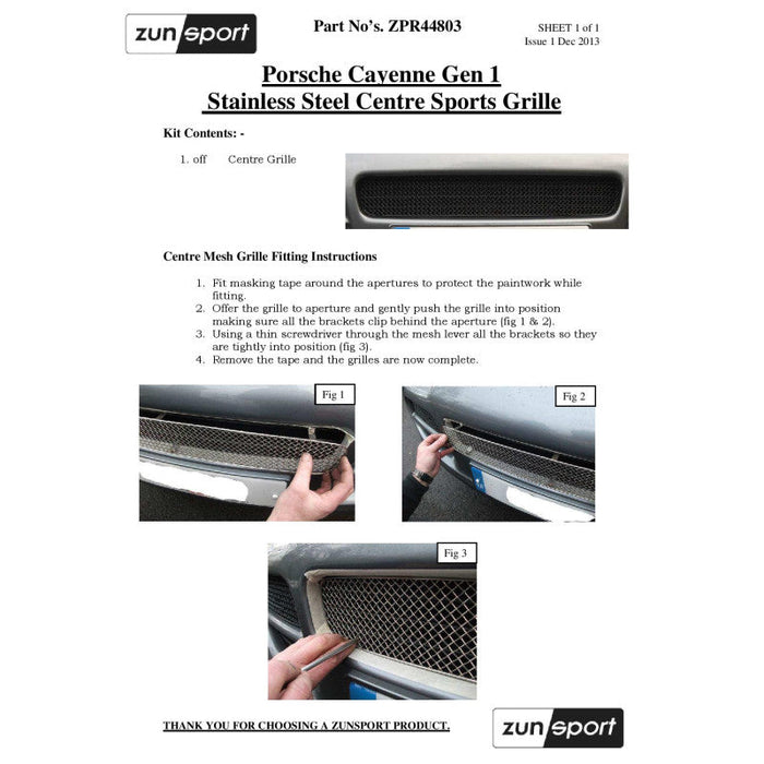 Porsche Cayenne - Front Grille Set - Zunsport