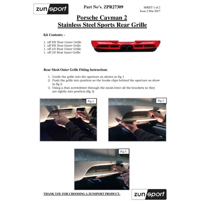 Porsche Cayman 987.2 - Full Grille Set - Zunsport