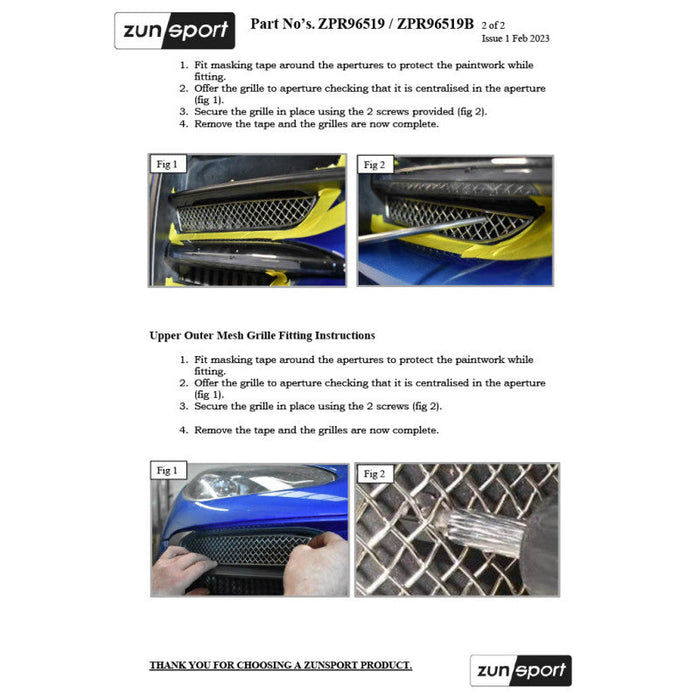Porsche Macan Base 19-21 - Outer Grille Set - Zunsport