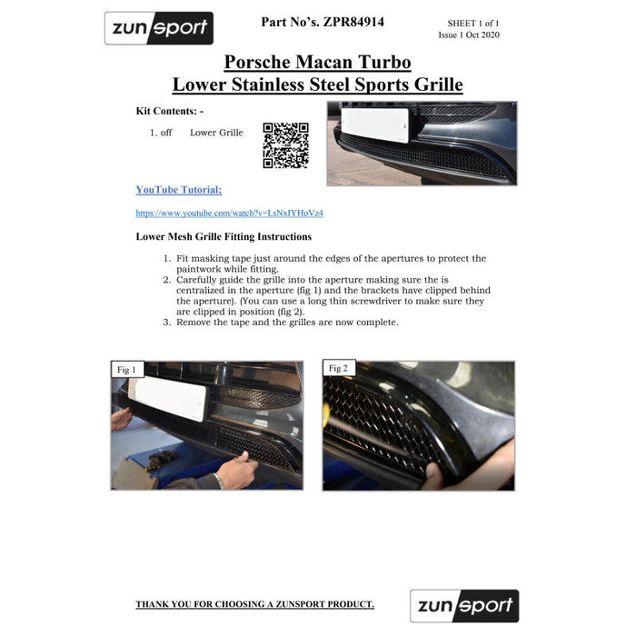 Porsche Macan Turbo - Front Grille Set - Zunsport