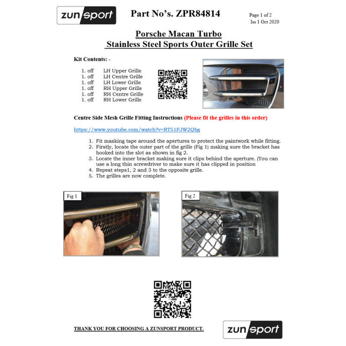 Porsche Macan Turbo - Front Grille Set - Zunsport
