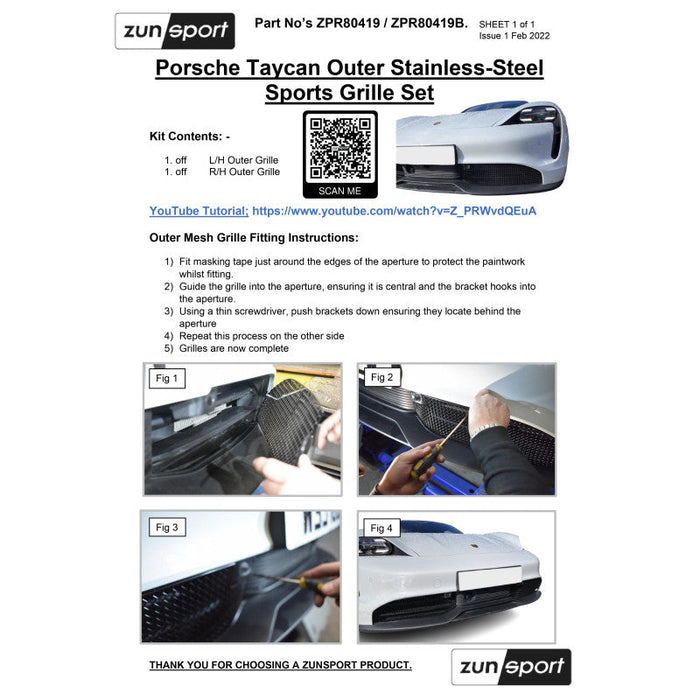 Porsche Taycan - Outer Grille Set - Zunsport