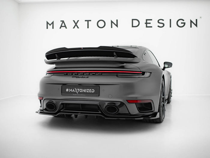 Porsche 911 Turbo S Sport Package 992 Rear Splitter (Vertical Bars) - Maxton Design