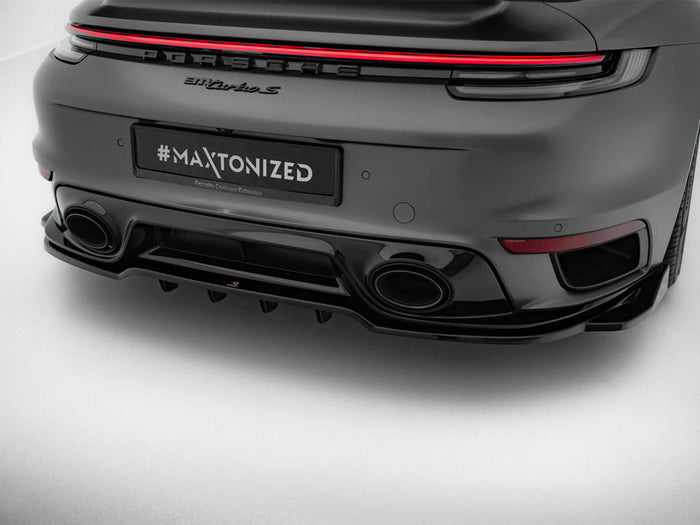 Porsche 911 Turbo S Sport Package 992 Rear Splitter (Vertical Bars) - Maxton Design