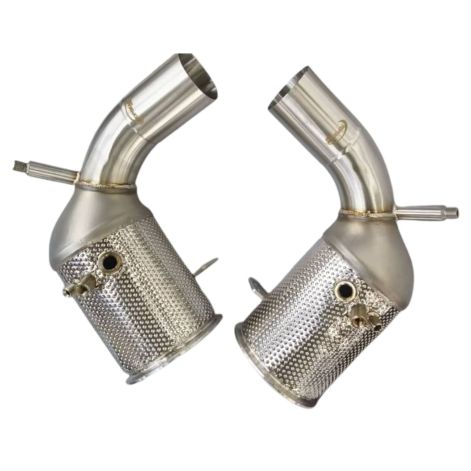 Porsche 911 992 Carrera 200CPSI Cat Exhaust Downpipes with Heat Shield - Top Gear