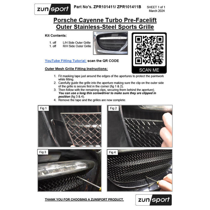 Porsche Cayenne Turbo Pre-Facelift - Front Grille Set - Zunsport