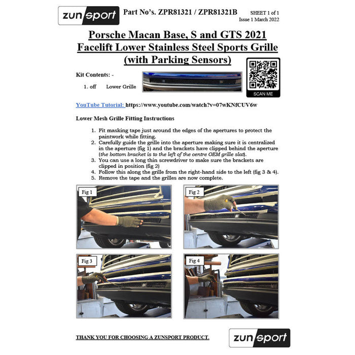 Porsche Macan Base 2021 Facelift / 2022 - Front Grille Set - Zunsport